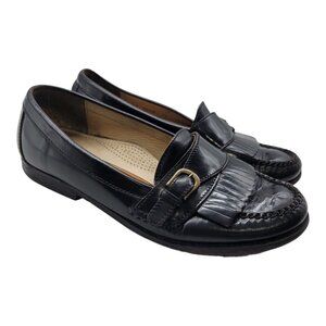 Cole Haan Men's 10 D Black Leather Pinch Buckle & Kiltie Loafers Monk Strap 